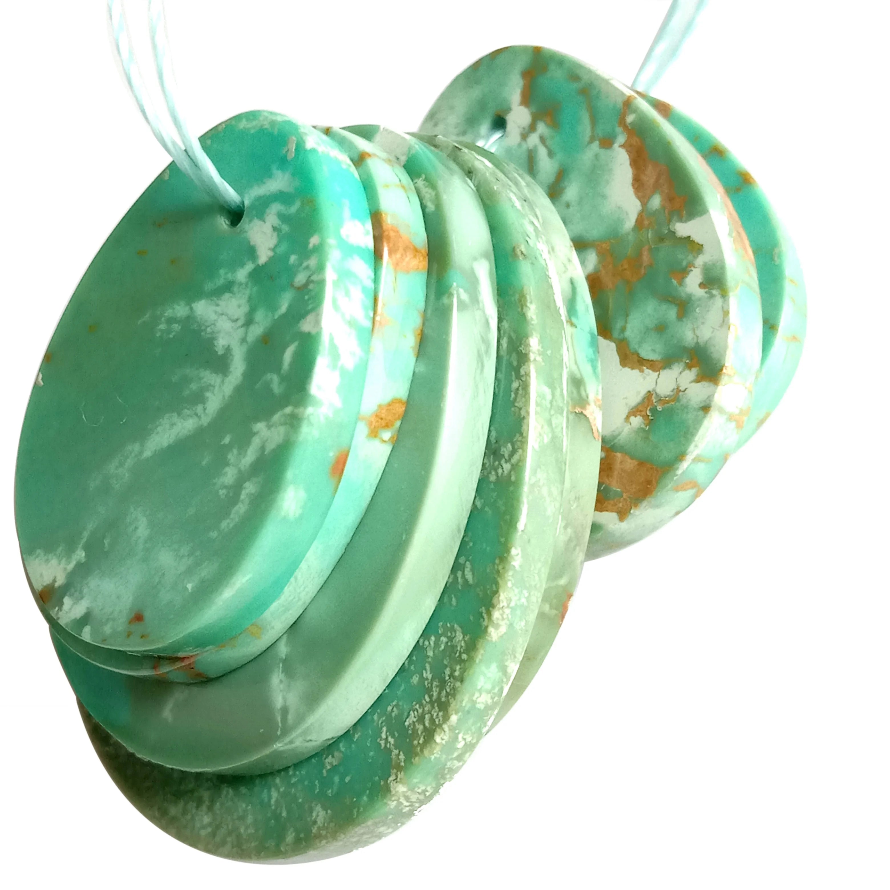Turquoise Pendant Green Flat Back Natural Stone Drilled Cabochon