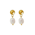 Trendy Freshwater Pearl Pattern Stainless Steel Mini Earrings Long Lasting Gloss for Ladies Daily Party Jewelry Wearing