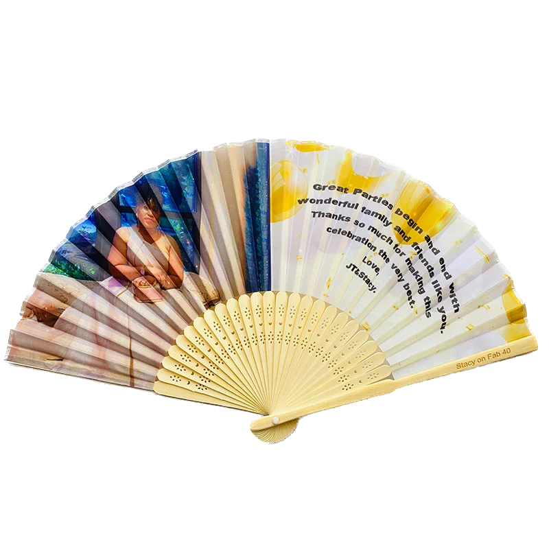 Cheap Custom Bamboo Carved Eco-friendly Double Sided Printed Logo Thanksgiving Day Gifts Hand Fans