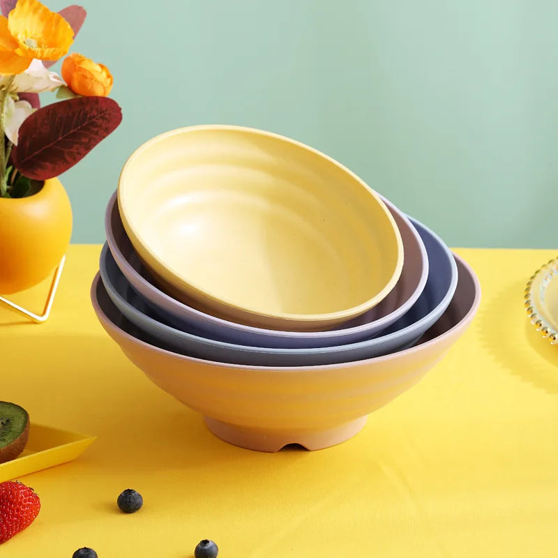 Hot 4pcs Sale New Ramen Bowl Biodegradable Wheat Straw Soup Bowl Microwaveable Reusable Big Salad Bowl Set