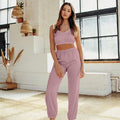 SFY-Y950 Women'S Clothing Halters Top + Trousers Pajamas Set Soft Breathable Solid Color Home Wear Women'S Casual Pajamas