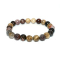 Wholesale 4/6/8/10mm Natural Petrified Wood Spheres Bracelet for Women Men