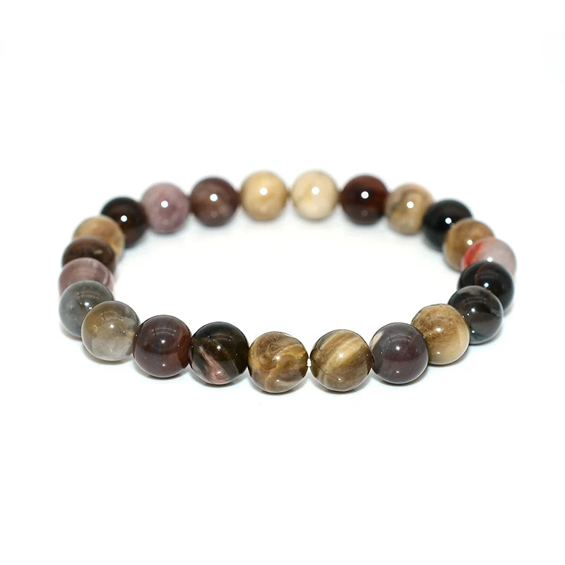 Wholesale 4/6/8/10mm Natural Petrified Wood Spheres Bracelet for Women Men