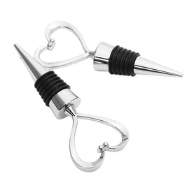 Wedding Holiday Party & Birthday Heart Shape Glass Wine Bottle Stopper 750ml Bulk with Love Design Reusable Metal Stopper