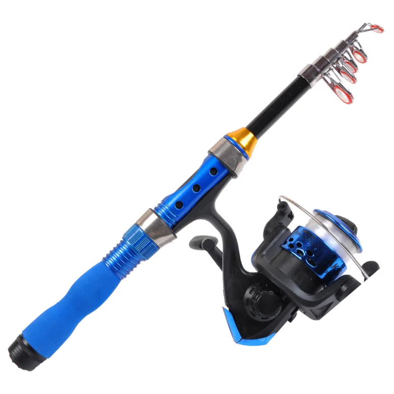 Hot Style Telescopic Lightweight Carbon Fiber Spinning Fishing Rod and Reel Set