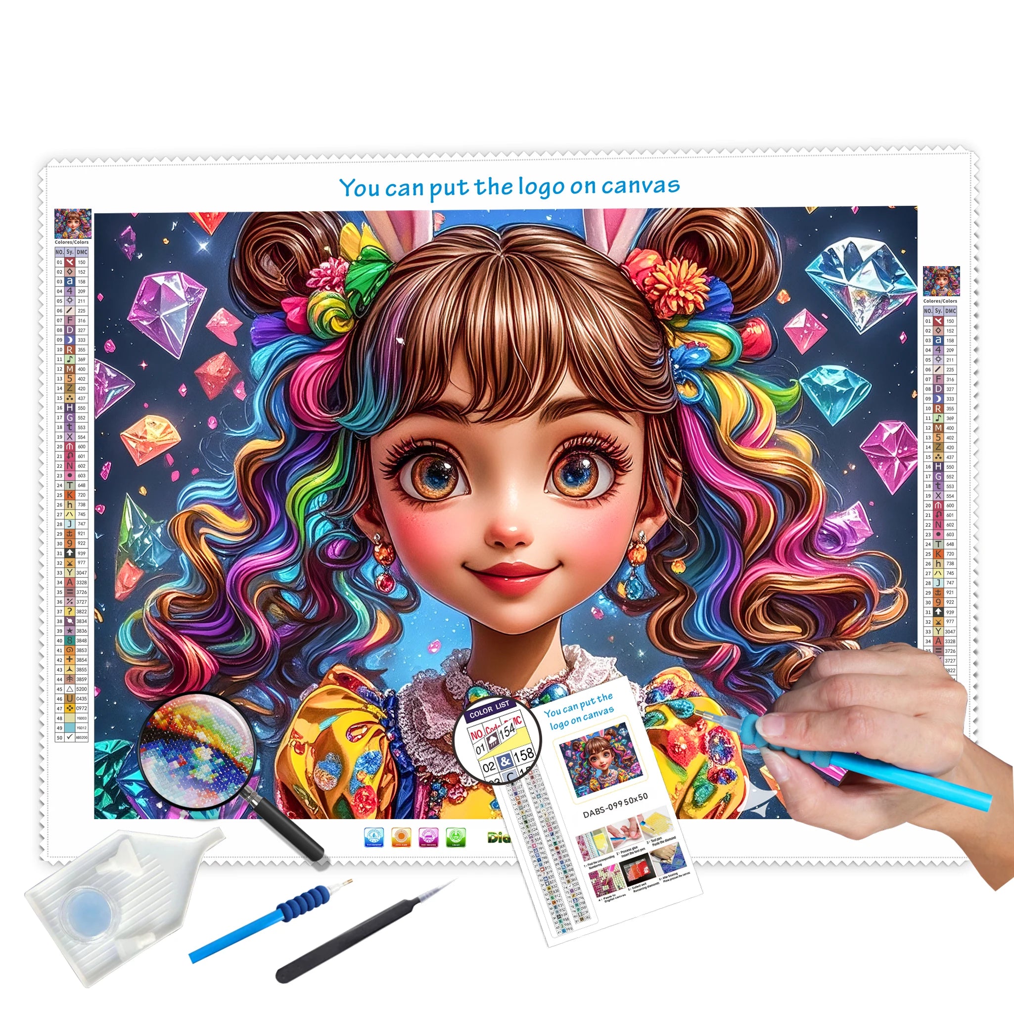 N-2574 Diamond Painting Kits Rabbit Portrait Canvas Art Work Home Decor Wall Diamond Art Painting Wall Decorative Kits