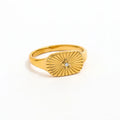 High End Tarnish Free PVD Gold Plated Sunburst Rings Stainless Steel Jewelry