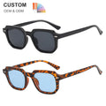 Women's Retro Gradient Rectangle Sunglasses Vintage UV400 Eyewear with Small Square Frame in White Red Champagne PC Material