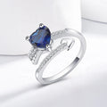 Trendy Adjustable Ring Sparkling Love Heart Blue Cubic Zircon for Women Wedding Engagement Ring Jewelry