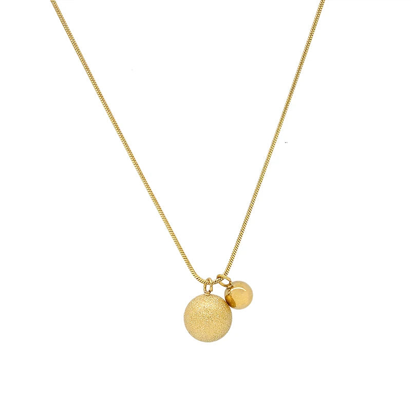 Advanced Feeling All-Match Matte Texture Solid Ball Small Gold Ball Pendant Clavicular Choker Chain Titanium Steel Fine Necklace