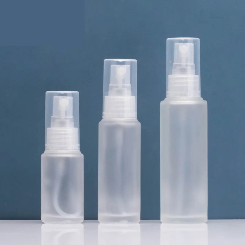 Zhejiang Ningbo Private Label 20/30/50ml Frosted Clear Glass Spray Bottle for Perfume Tonic Facial Cleanser Pump Sprayer