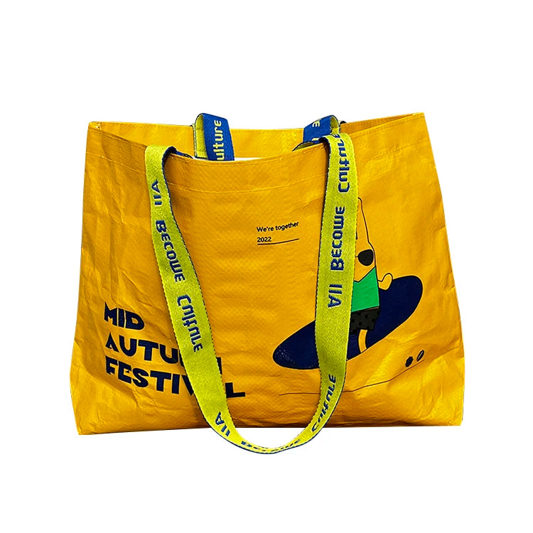 Wholesale Price High Eco Friendly Recyclable 70/80 GSM Customized Designs Laminated Non-Woven Dot Reusable Shopping Bag Long