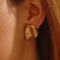 2025 New Arrival Fashion Jewelry Non Tarnish 18K PVD Gold Stainless Steel Earring Steel Hammer  Multi Layer Geometric Earrings