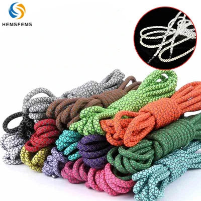 Custom Round Shoelaces Rope String Packaging Sport Bootlaces Reflective Shoe Lace