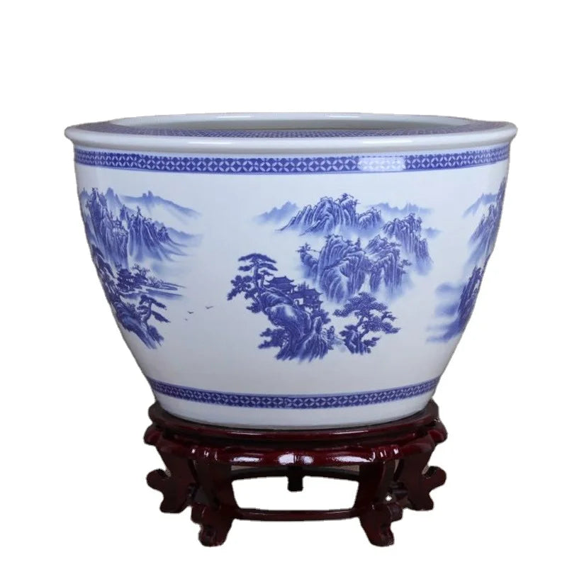 Wholesale Chinese Style Large Blue and White Porcelain Floor Vases Flower Plants Decorations Zhejiang in Bulk