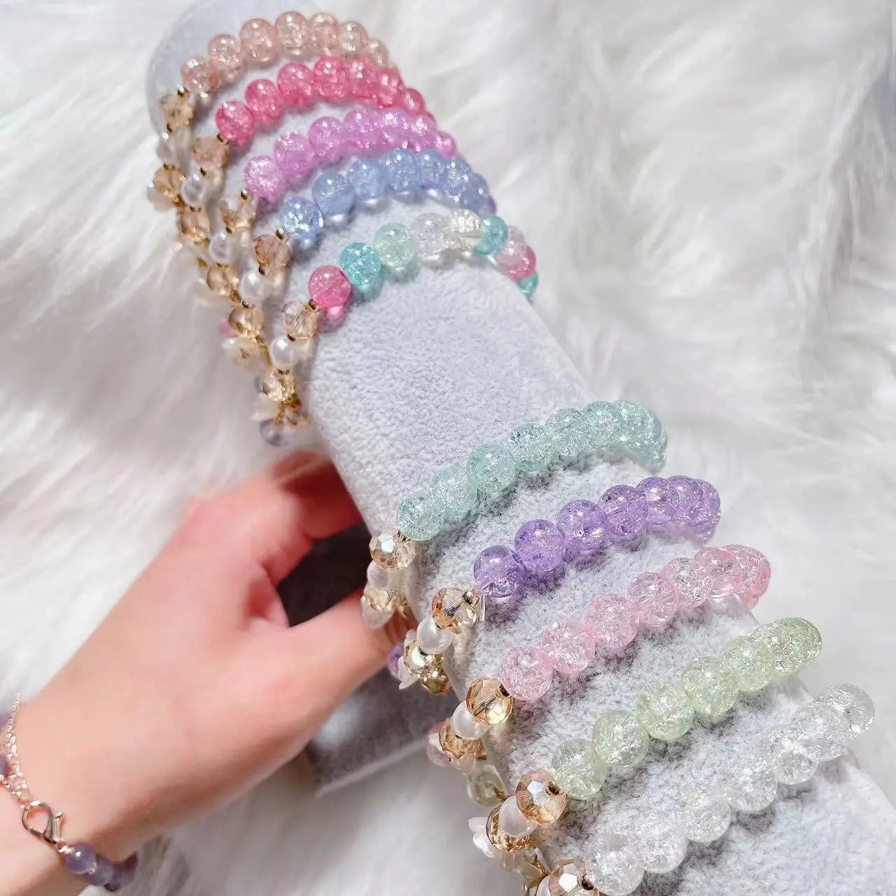 Wholesale Hot Sale Women Beaded Princess Hand Jewelry Bracelet Elastic Charm Pearl Kids Cute Bracelet for Child Girl