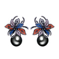 Pretty Multi Color Cubic Zirconia Geometric Blooming Leaf Flower Dangle Drop Gray Pearl Engagement Earrings for Women Jewellery