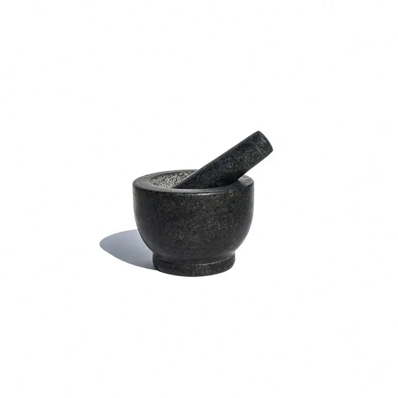 Natural Eco-Friendly Polished Granite Herb Spice Grinding Bowl Black Pestle Mortar Set Preparing Guacamoles Salsas Kitchen