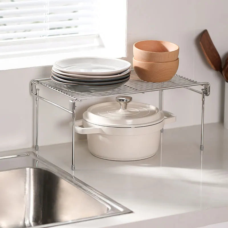304 Stainless Steel Expandable Kitchen Storage Organizer Spice Rack Cabinet Organization Heavy-Duty Rustproof Shelf Durable