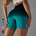 Women's Seamless Tie Dye Gym Ombre Gradient Color Butt Lift Peach Hip Girls Workout Fitness Biker Yoga Leggings Shorts for Women