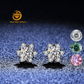 Simple Cute Design 1ct Snowflake Pass Diamond Tester 18k White Gold Plated Moissanite Stud Earrings for Women