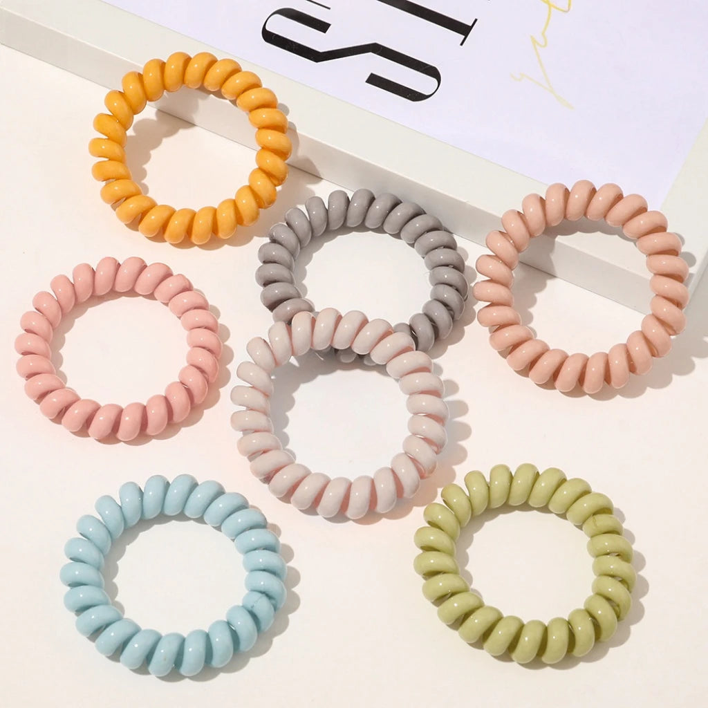 Fashionable Handmade Jelly Color Telephone Wire Elastic Plastic Hair Ring Simple Girls Sweet Ponytail Holder Hair Ties Wholesale