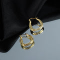 Fashion Jewelry 925 Sterling Silver Punk Chunky Earring Irregular U Shape Gold Plated Hoop Earrings Women