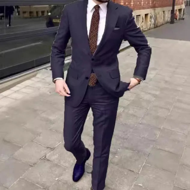 S8593F 2026 Men's Large-Size Three-Piece Business Leisure Suit Button Closure Plus Size Pants for Wedding Banquets Hot Selling