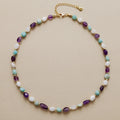 Custom Luxury Gemstone Choker Necklace Irregular Amazonite Amethyst Stone Delicate Necklace