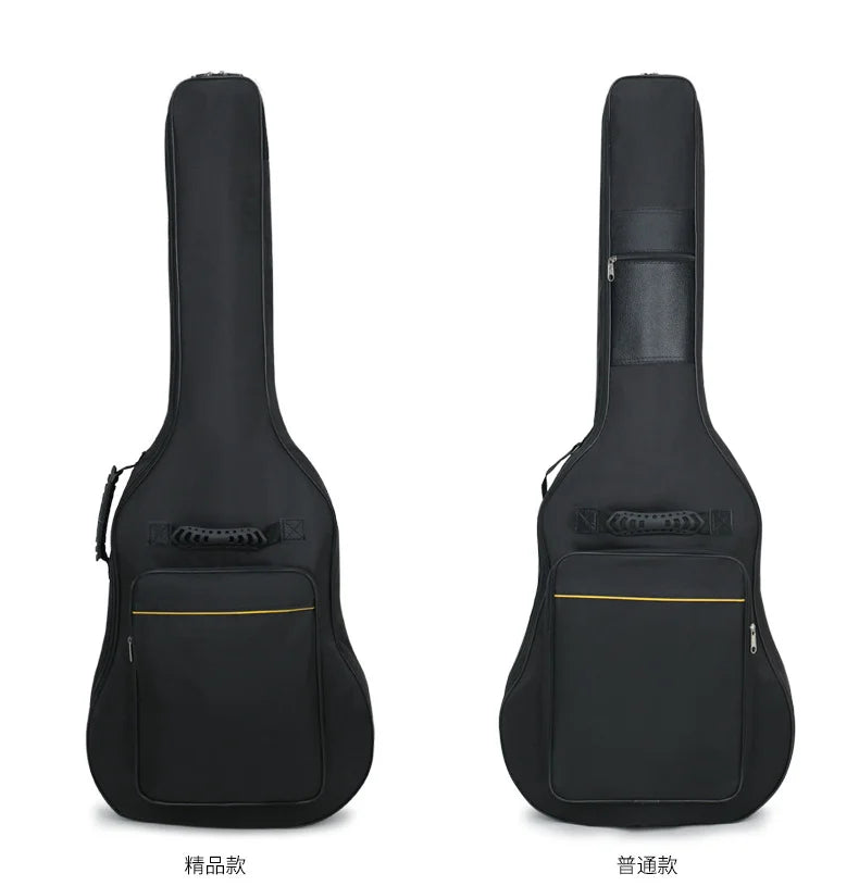 39/40/41 Inch Black Acoustic Guitar Gig Bag Oxford Cloth 20mm Thick Waterproof Dual Adjustable Shoulder Strap Back Hange Loop
