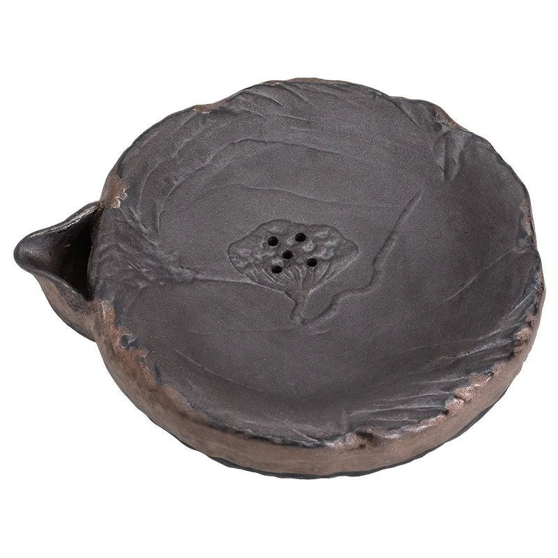 Creative Japanese Tea PlateHandmade Coarse Pottery Pot Mat Chinese Retro Porcelain Kung Fu Tea Set Gilding Tea Table