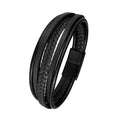 Custom Pulsera De Acero Inoxidable Multi-layer Leather Braided Woven Bracelet Stainless Steel Bracelet for Men