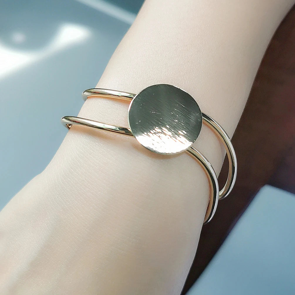 HANSIDON Attractive Simple Designer Gold Plated Bangles Open Hand Metal Beads Bracelet Cuff Bangle Fashion Trendy Jewelry