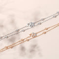 Romantic Five Pointed Star Bracelets Rose Gold Silver Inlay Zircon Pentagram 925 Sterling Silver Thin Chain Bracelets