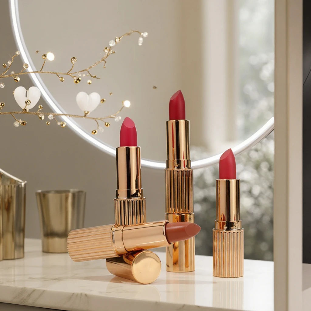 Custom Logo Nude Lipstick Set Private Label Matte Lipstick Tubes Low MOQ for Fashion Style Makeup Own Brand Lip Gloss