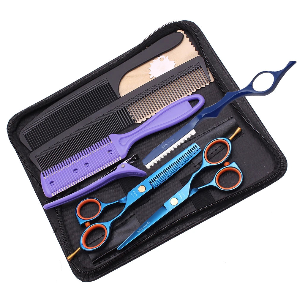 Barber Scissors Set 5.5" AQIABI Sharp Blade Tip 56-58 HRC Hairdresser Hair Cutting Shears Thinning Shears Hair Scissors A1014