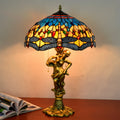 Mediterranean Blue Dragonfly Retro Decorative Table Lamp Tiffany bar Dining Room Bedroom Bedside Reading Table Lamp