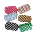 Cheap Hot Sell Checkered  Soft Knitted Wool  Autumn Winter Checkerboard Lattice Storage Wash Cosmetic Bag