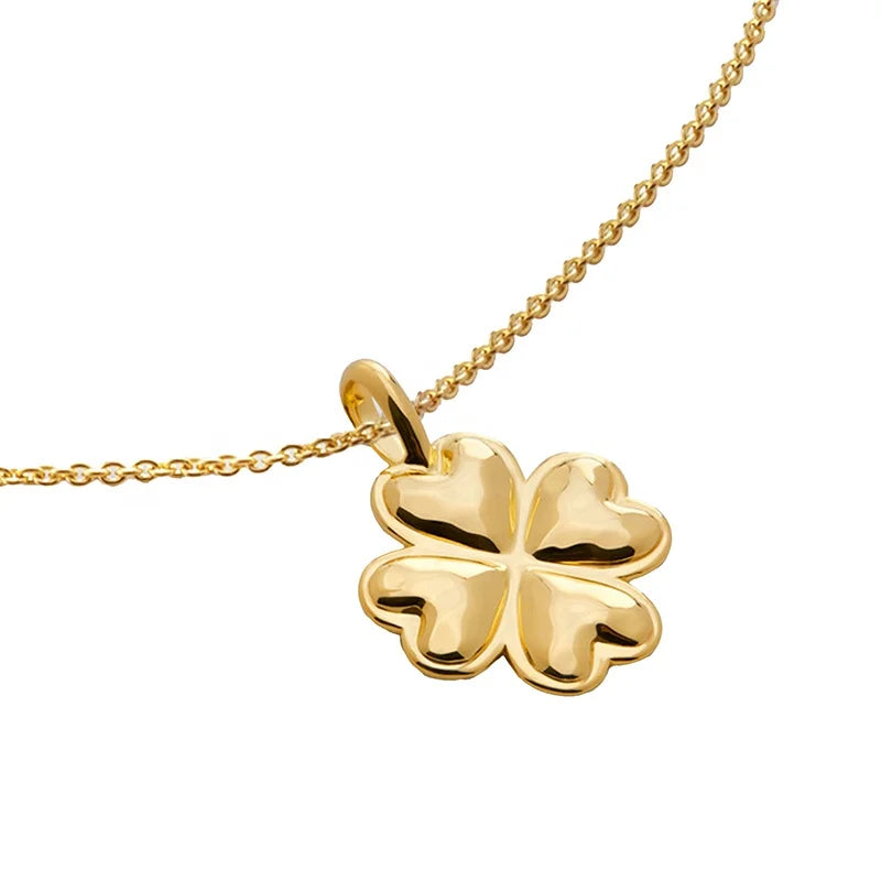 Wholesale 925 Sterling Silver 18k Gold Plated Unique Fine Jewelry Korean Unique Clover Pendant Charm Necklaces for Women
