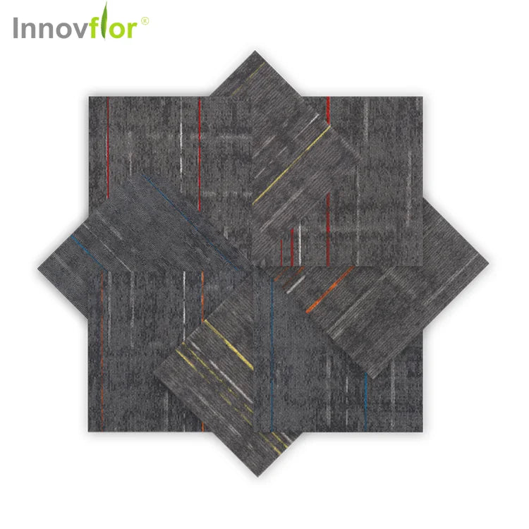 Modern Loop Pile Striped Carpet Tiles Nylon Material Customizable Color for Home & Office Use