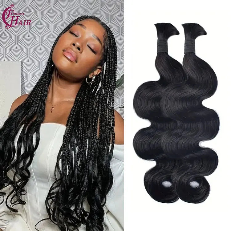 FH Wholesale 12A Body Wave Raw Bulk Human Hair for Braiding 100g 12"30" Unprocessed Afro Kinky Bulk Braiding Human Hair No Weft
