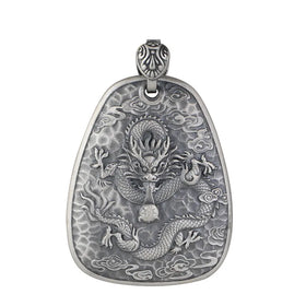 Sterling Silver 999 Dragon Pendant Vintage Auspicious Clouds Dragon Amulet Good Luck Pendant Necklace Jewelry New Arrival