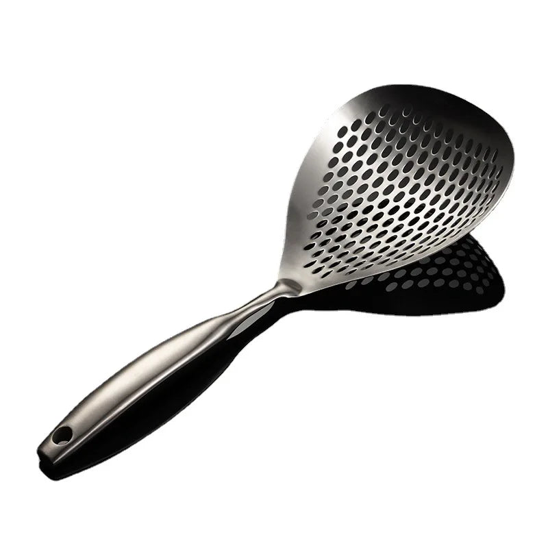 Quiki Mapo Large Leak Household Pasta Kitchenware 304 Stainless Steel Sanding Polishing Pepper Colander Hollow Handle Metal
