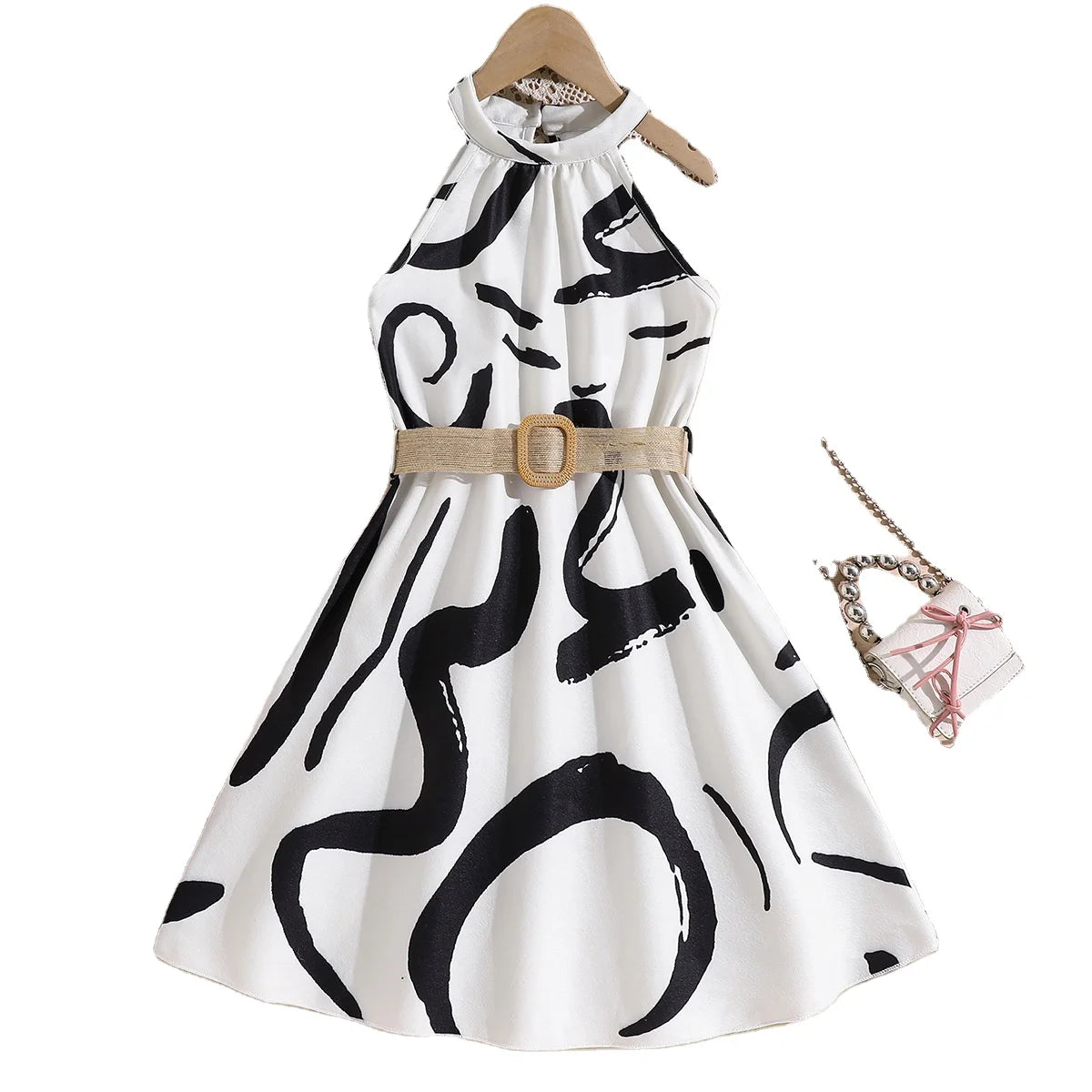 Summer Teen Girls Sleeveless Print Dress Big Kids Seaside Holiday Dress 8-12Years