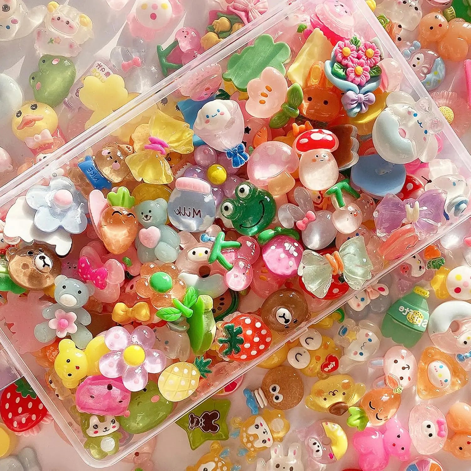 60pcs Bulk Cute Slime Charms Flower Shape Gold Plated Pendants Set Scrapbooking DIY Jewelry Making Decorative Craft Supplies