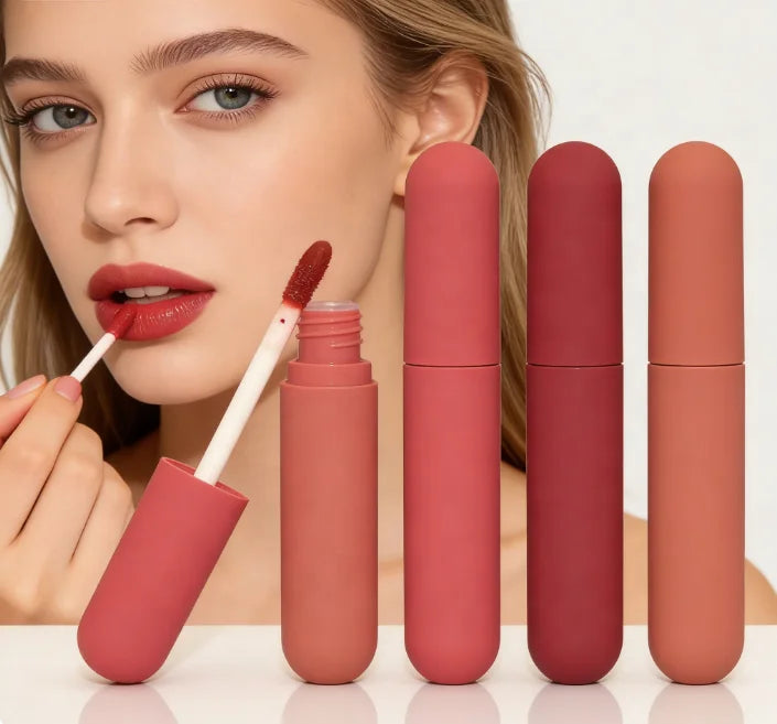 Private Label Matte Liquid Lipstick with Custom Logo 6 Long-Lasting Waterproof Colors Vegan Mineral Lipgloss Shiny Luminous Lips