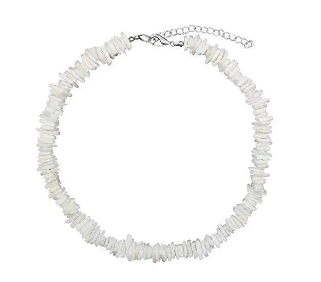 White Puka Shell Necklace Bracelet Anklet Hawaiian Clam Chip Surfer Necklace Trendy Summer Beach Shell Choker