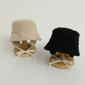 Children's Hats Autumn Winter Warm Fisherman's Hat Baby Boys Girls Solid Color Plush Removable Earflaps Kids Furry Bucket Hat