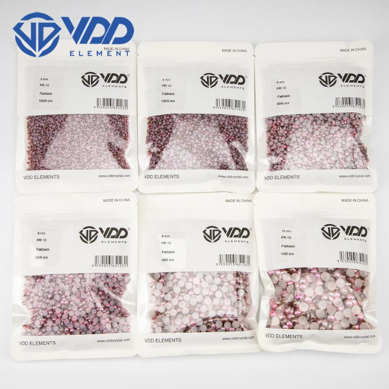 VDD Bulk Wholesale 3-10mm Mermaid Color ABS  Pearls Half Round Plastic Flat Back Bead for Craft DIY Nail Art Decoration