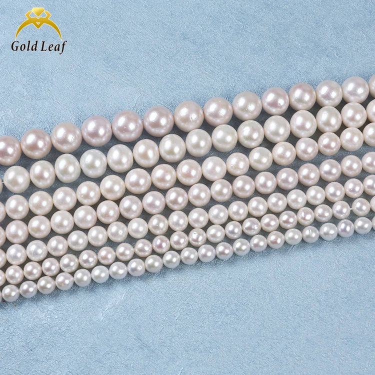 Goldleaf Wholesale Price Natural Freshwater Pearl 3A Quality Shape 5-10mm White Pearl Strand for Jewelry Making Loose Pearls